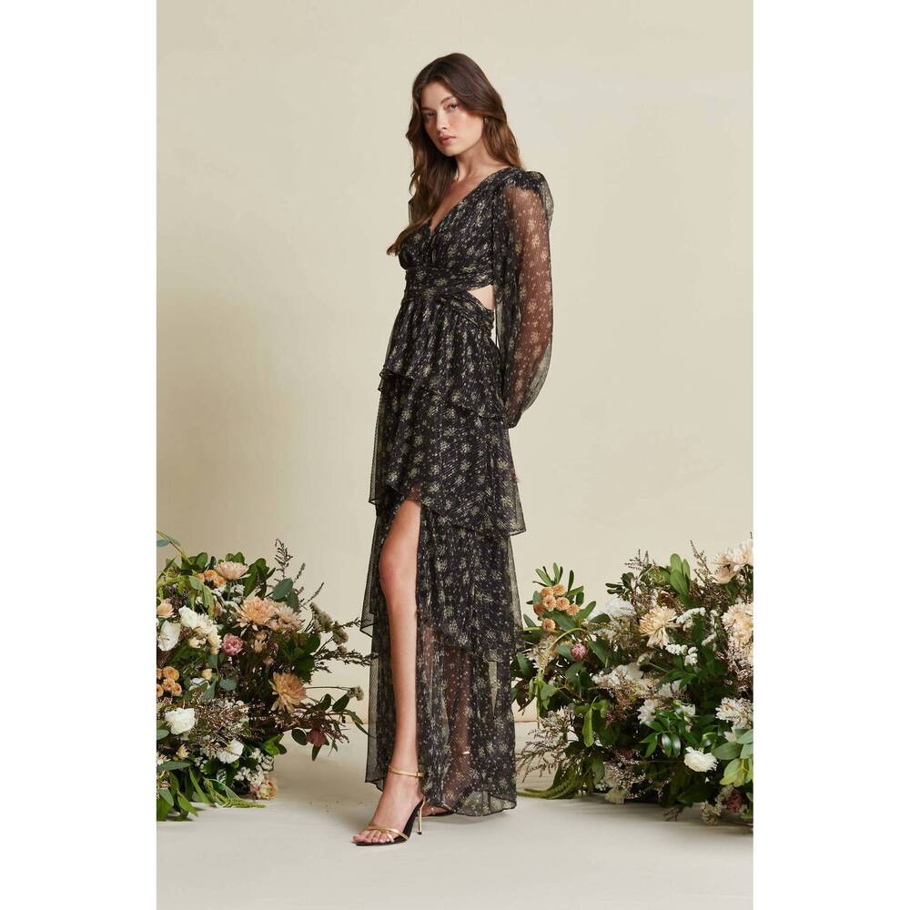 NEW ASTR anora dress in navy plum floral - Picture 6 of 6